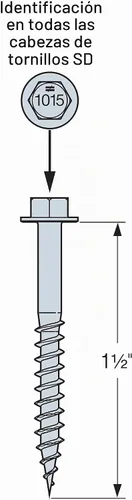Vista 10 de Simpson Strong-Tie SD10112R500 - Tornillos de conector SD de accionamiento fuerte #10 x 1-1/2 pulgadas, cabeza hexagonal de 1/4 pulgadas