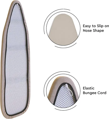 Vista 5 de Encasa XO Funda y Almohadilla para Tabla de Planchar 49"x18" - Cubierta de Fieltro de 4mm para Tabla de Planchar Ancha con Acolchado - Resistente al