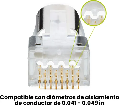 Vista 4 de trueCABLE Cat6/6A RJ45 Pass Through - Enchufes modulares, conector de tierra externo blindado (STP), listado UL, crimpado EZ, chapado en oro, 3