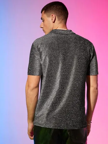 Vista 2 de WDIRARA Camisa de manga corta con cuello de solapa y cremallera para hombre