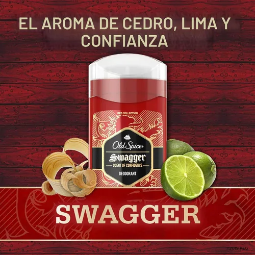 Vista 5 de Old Spice Swagger - Desodorante sin aluminio para hombre, fragancia a lima y cedro, Red Collection, 3 oz (paquete de 3)