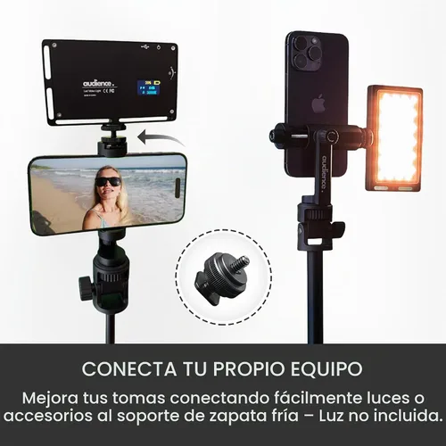 Vista 8 de Audience Trípode de teléfono de 70 pulgadas y palo para selfie, soporte extensible 3 en 1 con control remoto Bluetooth para iPhone y Android
