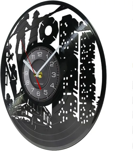 Vista 3 de Reloj de pared de 11.8 in, estación de bomberos, departamento de bomberos, reloj de disco de vinilo, reloj de arte de primera respuesta