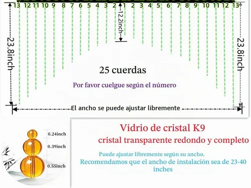 Vista 7 de Cortinas de Cuentas de Cristal Colgantes para Puerta, Cenefa Autoadhesiva para Entradas, Cristales para Ventanas Arqueadas, Cortina Divisoria