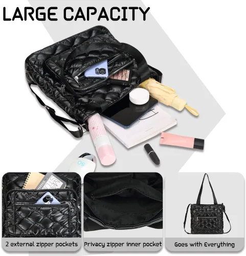 Vista 4 de Bolso de hombro acolchado, ligero, a la moda, bolsa de mano acolchada