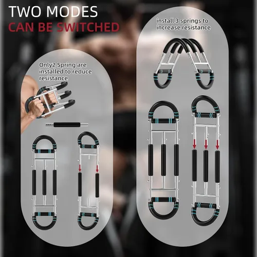 Vista 8 de Entrenador de brazo Twister, doble resorte triple, ajustable de 30 a 180 libras, equipo de entrenamiento de hombro y brazo de pecho, ejercitador