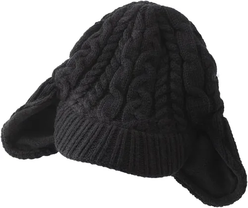 Vista 7 de LLmoway Gorro de invierno para hombre y mujer con visera cálido con orejeras, gorro con forro polar
