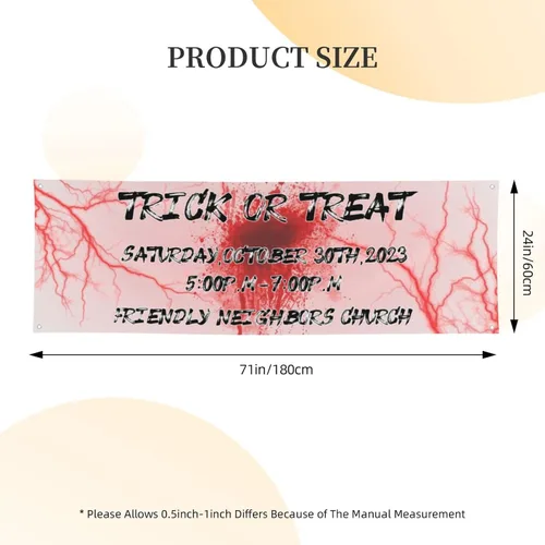 Vista 6 de Cartel personalizado de Feliz Halloween para fiesta, añade tu texto en la pancarta, decoraciones de Halloween personalizadas para interiores