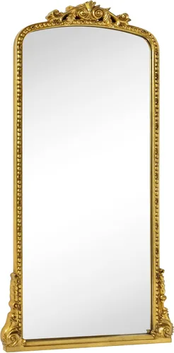 Vista 3 de Espejo de pie adornado tradicional con marco dorado y marco de cuerpo completo, de inspiración barroca, espejo de cuerpo completo, dorado antiguo