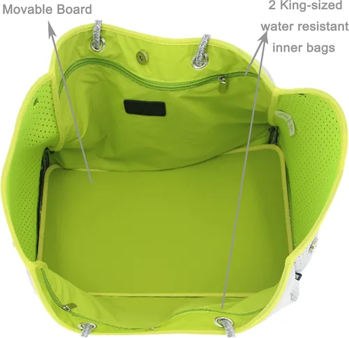 Vista 5 de QOGiR Bolsa de playa multiusos de neopreno con bolsillo interior con cierre de cremallera
