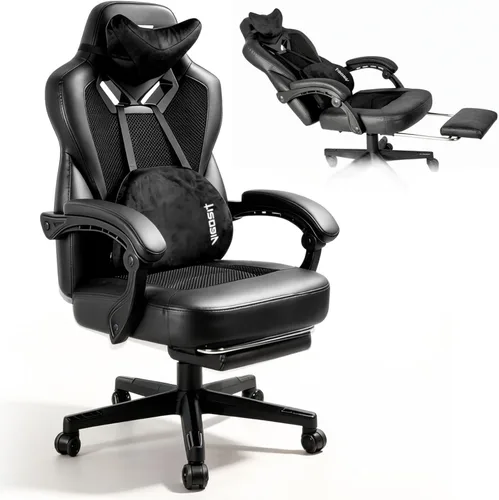 Vista 10 de Vigosit Silla de juegos Pro, sillas ergonómicas para juegos para adultos y personas pesadas, silla reclinable de masaje para escritorio de oficina