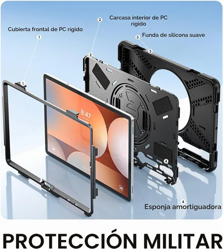 Vista 4 de BRAECN - Funda para Galaxy Tab S10 Plus, S9 Plus, S9 FE+, S8 Plus, S7 Plus, S7 FE 12.4 inch Shockproof Heavy Duty Full Body Protective Cover with