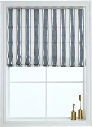 Vista 16 de Everyday Celebration Persianas romanas para ventanas, 100% opacas, sin cordones, rayas verticales, persianas de tela tejida, 26 pulgadas de ancho x