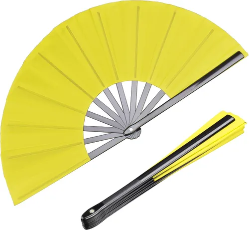 Vista 11 de Paquete de 4 ventiladores de mano plegables grandes, ventilador chino negro de Kung Fu Tai Chi, ventilador de tela de nailon para hombres y mujeres