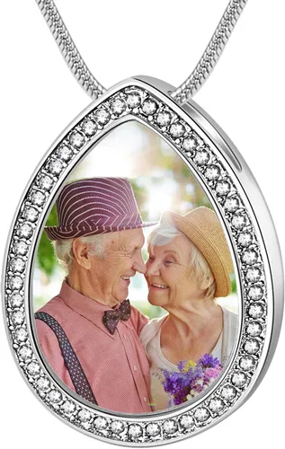 Vista 7 de Fanery Sue Collar de urna para cenizas humanas, collar de urna de cristal de corazón para cenizas, collar de urna personalizado para cenizas, urna