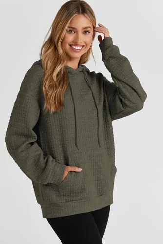 Vista 3 de SHEWIN Sudaderas con capucha para mujer, estilo casual, manga larga, con cordón y bolsillo