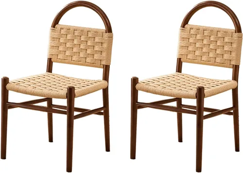 Vista 11 de Rattan Dining Room Chairs Wooden, Woven Kitchen Chairs, Dining Room Chair with Wood Legs, Vanity Chair,Armless Side Chair for Home Bar Restaurant