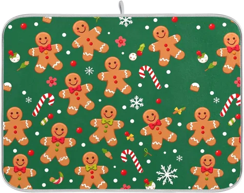 Vista 33 de Tapete de secado de platos Wamika con lazo negro para encimera de cocina 16x18, lazo de moño coqueto, tapete rectangular pequeño de secado