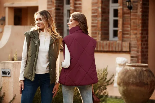 Vista 5 de MEROKEETY Chaleco acolchado de invierno para mujer 2024 con cuello alto, con cremallera, con bolsillos