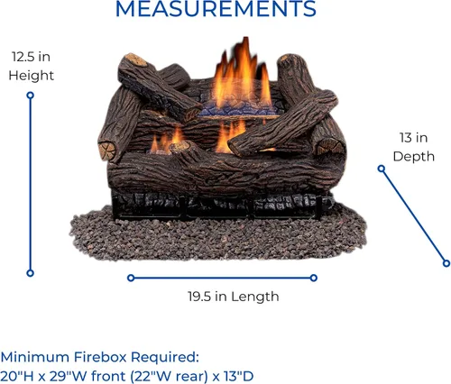 Vista 3 de Duluth Forge DLS-18R-2 Chimenea de doble combustible sin ventilación con troncos y control remoto, uso con gas natural o propano líquido, 30.000