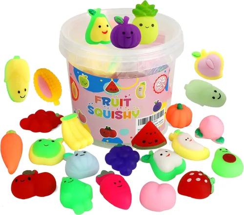 Vista 11 de KINGYAO Squishies juguete blando 24 piezas, recuerdos de fiesta para niños, juguete blando Mochi, juguete moji para niños, mini juguetes Kawaii