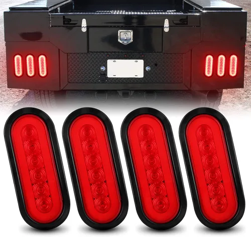 Vista 12 de 2 luces LED ámbar ovaladas para remolque, 6 pulgadas, luces LED ovaladas de parada, intermitentes, luces de freno de remolque lateral, lámpara de 2