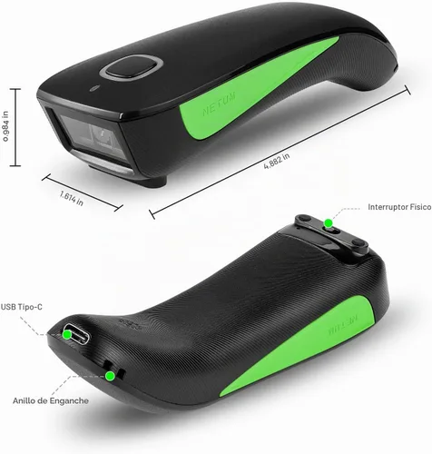 Vista 5 de Mini escáner de código de barras compatible con Bluetooth, lector de código de barras portátil de NETUM 1D CCD Bar Code Scanner, 2.4G Cordless
