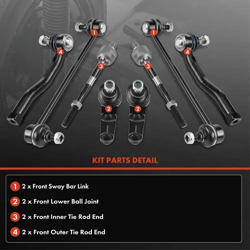 Vista 3 de A-Premium Juego de 8 piezas de suspensión delantera, rótula inferior interior y exterior, barra estabilizadora, compatible con 2004-2011 – Chevy