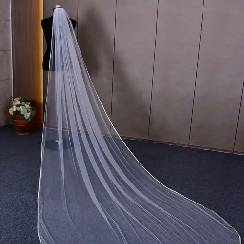 Vista 7 de azaleas Velo de novia con peine de 1 nivel simple de tul suave para novia