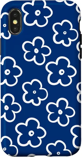 Vista 5 de Lindo patrón de flores silvestres azul marino y blanco floral caso para iPhone 17