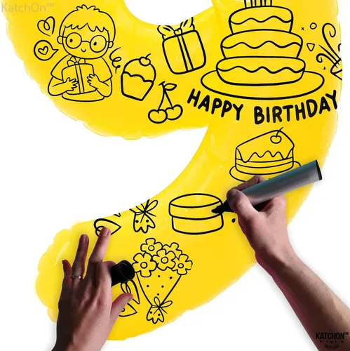 Vista 1249 de KatchOn Globo negro del número 1 de 40 pulgadas, globo de feliz cumpleaños Large Mylar Number One Balloon for 1st Birthday Decorations, Foil