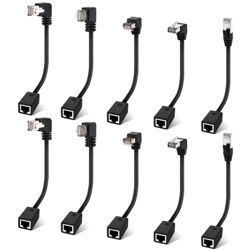 Vista 7 de Cable de extensión Ethernet Cat 6, paquete de 5 unidades, múltiples ángulos (arriba/abajo/izquierda/derecha/recto), adaptador de cable de conexión