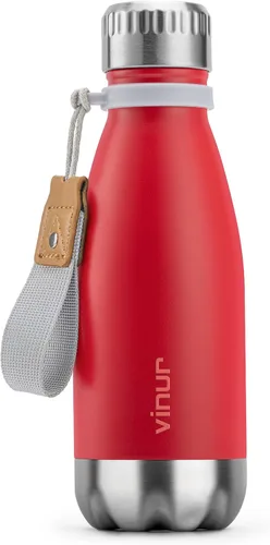 Vista 10 de VINUR Botella de agua para niños, 9 onzas, acero inoxidable, doble pared, aislada al vacío, botella de agua para la escuela, frasco en forma de cola
