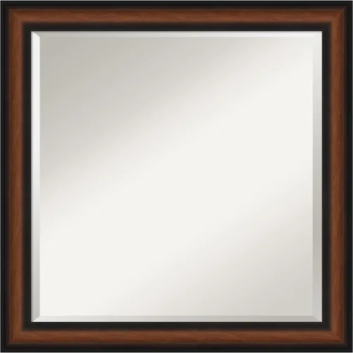 Vista 8 de Amanti Art Espejo de baño marrón para sobre el fregadero, espejo rectangular de tocador rectangular de nogal Harvard de 25 x 21 pulgadas, marco