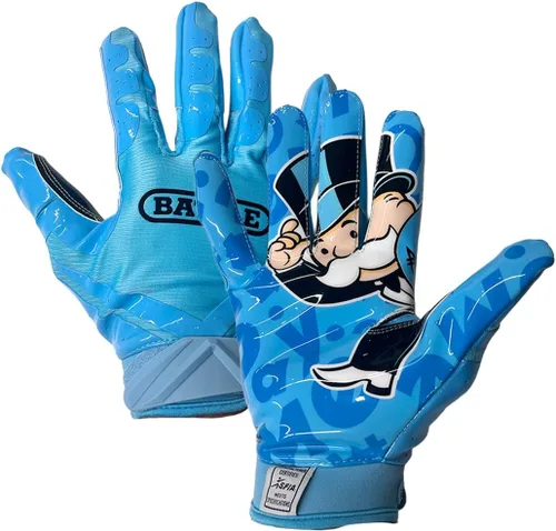 Vista 15 de Battle Sports - Guantes de fútbol americano para receptor abierto con dorso de mano, ultraadherentes y con agarre, antideslizantes, para adultos