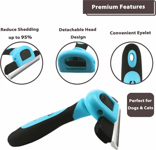 Vista 7 de Gonicc PDT-1001 Herramienta profesional para eliminar pelo para mascotas, peine azul Effectively Reduces Shedding by Up to 95%, Ideal for Short