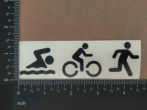 Vista 7 de Paquete de 4 calcomanías de triatlón: Ciclo de natación Correr, TRI, latido del corazón de triatlón (negro, pequeño ~ 3.5")