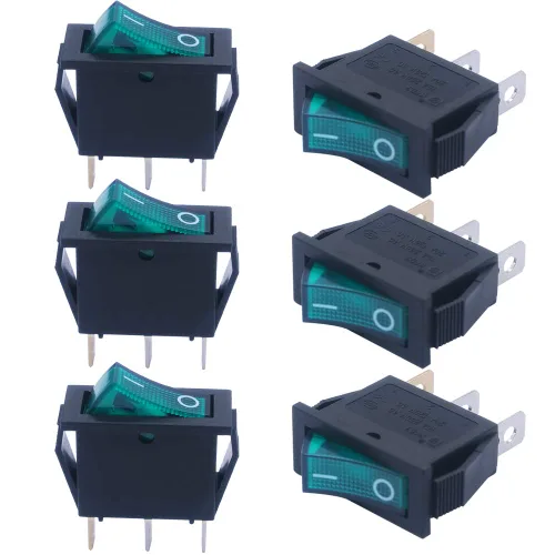Vista 26 de mxuteuk 5 unids Snap-in AC110/120V Interruptor basculante redondo iluminado Interruptor de alimentación de palanca de barco Luz roja SPST ON-Off 3