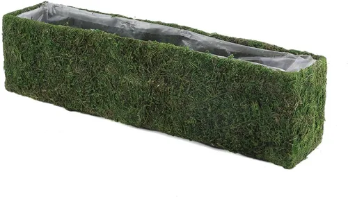 Vista 7 de Efavormart - Maceta rectangular de musgo preservado de 23.5 pulgadas con forro interior protector, canal largo cubierto de musgo para suculentas