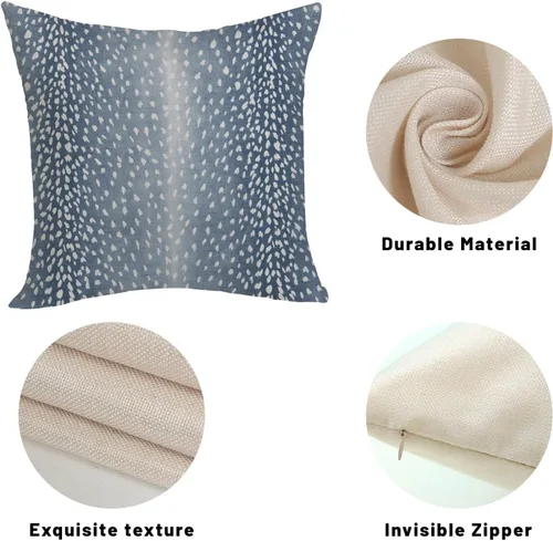 Vista 7 de Fundas de Almohada de Antílope 16x16 Paquete de 2, Fundas de Almohada Decorativas con Estampado de Piel de Animal Azul Marino, Fundas de Almohada