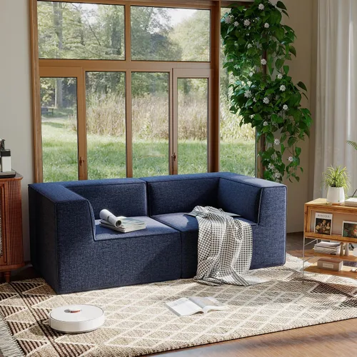 Vista 26 de Sofá Seccional Modular de 38", Juego de Asientos de Sofá Convertible en Cubo Comprimido, Combina Forma de L y Forma de U, Ensamblaje Fácil, Ahorro