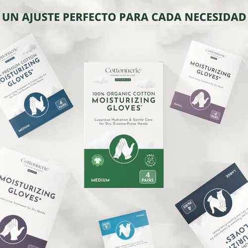 Vista 5 de 4 Pairs Cottonnerie Organic Cotton Gloves for Dry Hands Sleeping, Moisturizing Gloves Overnight, Hand Moisturizer Gloves, Moisture Gloves for Dry