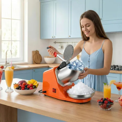 Vista 2 de ZENY Picador de hielo eléctrico 300W 1400r/min con cuchillas de acero inoxidable, máquina picadora de hielo para uso en cocina, accesorio para hacer