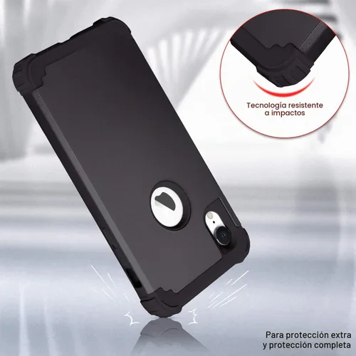 Vista 6 de IDweel Funda para iPhone XR, funda para iPhone XR con protector de pantalla de vidrio templado, 3 en 1, a prueba de golpes, delgada, híbrida Negro