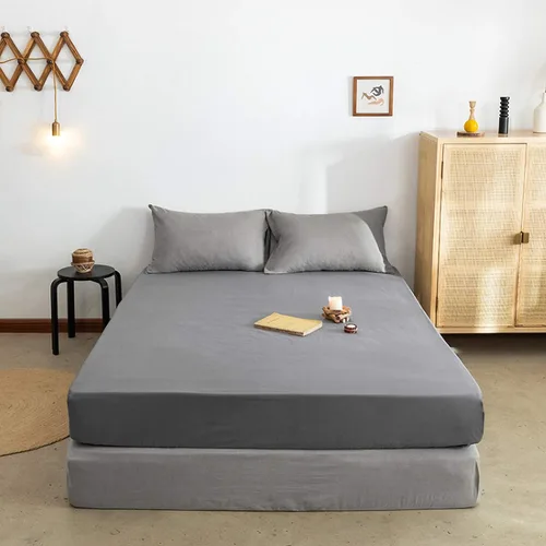 Vista 8 de FCLDESHOP Sábana bajera ajustable de algodón suave de color liso, protector de colchón antideslizante para habitación de huéspedes de hotel