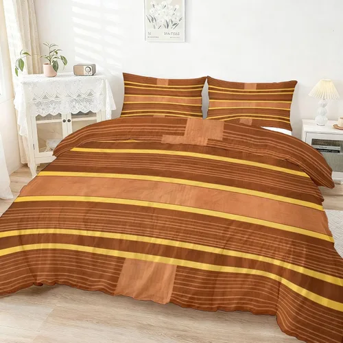 Vista 10 de Duvet Cover Minimalist Geometric Ribbons Triangles Pattern, Soft Breathable Anti-Pilling Black Print Comforter Cover 68" x 86", Twin Size Bedding