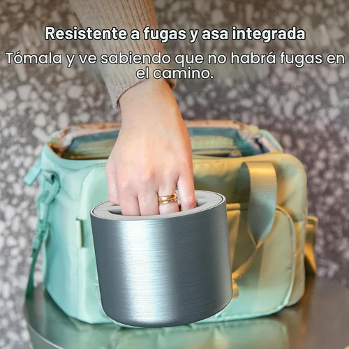 Vista 5 de Bentgo Recipiente de Alimentos Aislado de Acero Inoxidable - 2.4 Tazas (19 oz), Aislamiento de Triple Capa, Sello al Vacío, A Prueba de Fugas, Mango
