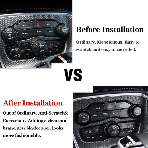 Vista 4 de Auprite Fundas de perilla de control de clima para accesorios Challenger 2015-2023 2024, para Dodge Charger 2015-2023 2024, para Dodge Chrysler Negro