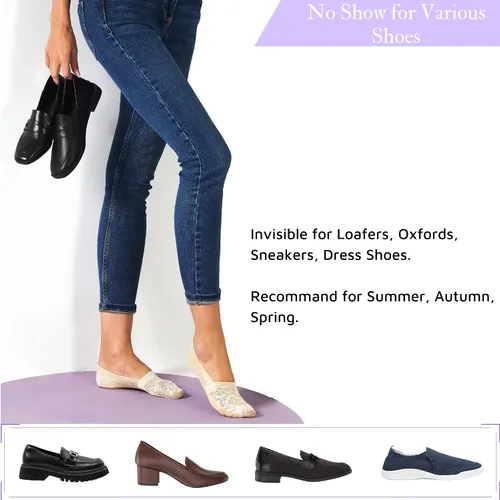 Vista 7 de Flammi - 4 pares de calcetines de encaje para mujer, antideslizantes, con parte inferior de algodón