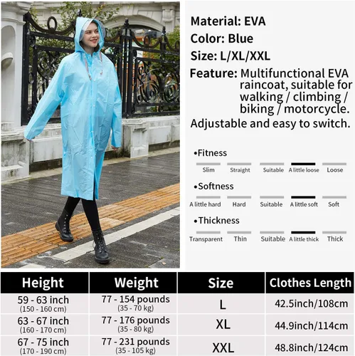 Vista 6 de Impermeable de EVA multifuncional, poncho de lluvia transformable unisex